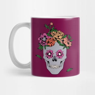 Womens Floral Skull Peony Flower Mug